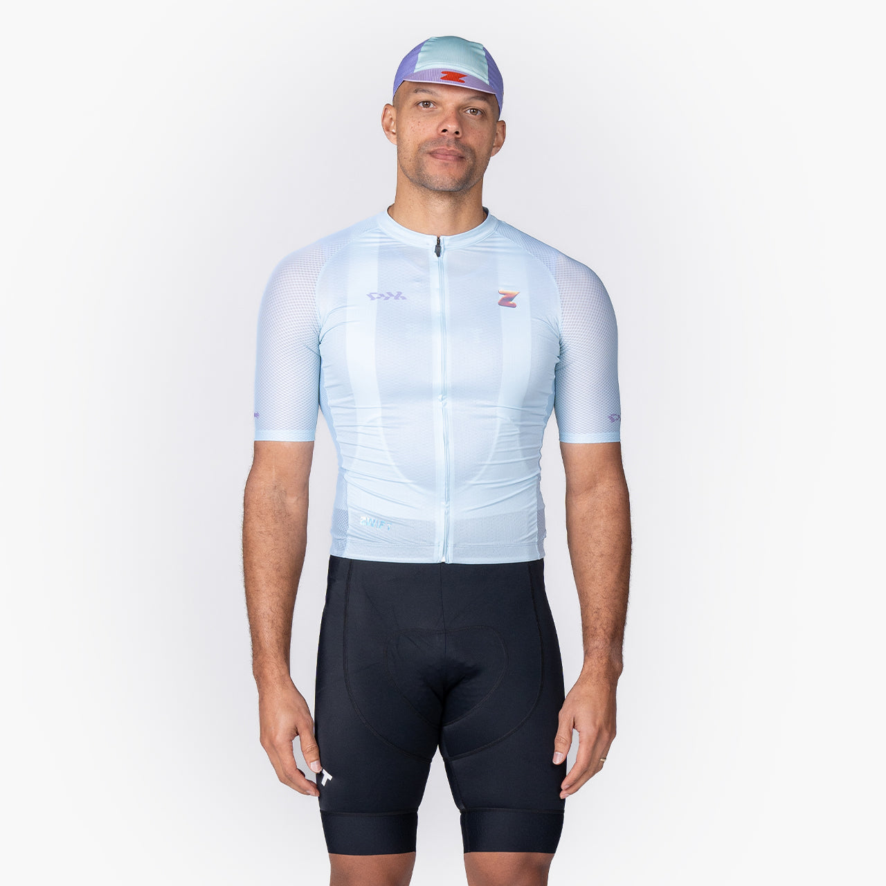 men's frost blue cycling jersey – Zwift Watopia Essentials x Pedal Mafia