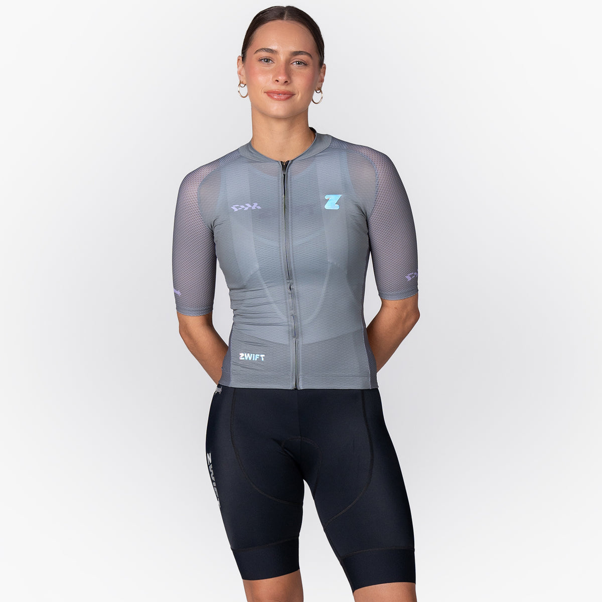 women&#39;s slate grey cycling jersey – Zwift Watopia Essentials x Pedal Mafia